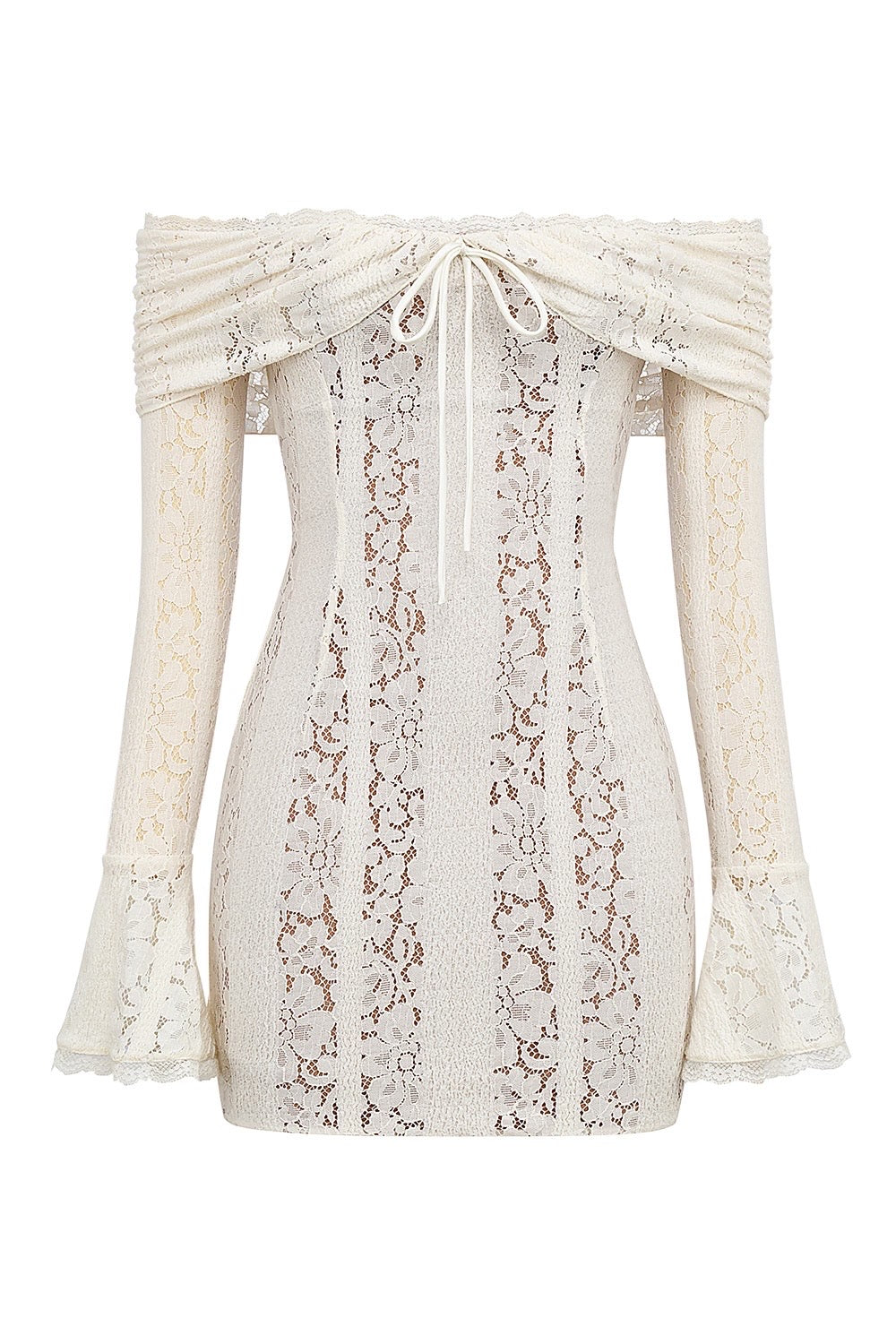 Vestido Curto de Renda Ombro a Ombro – Modelo Bianca