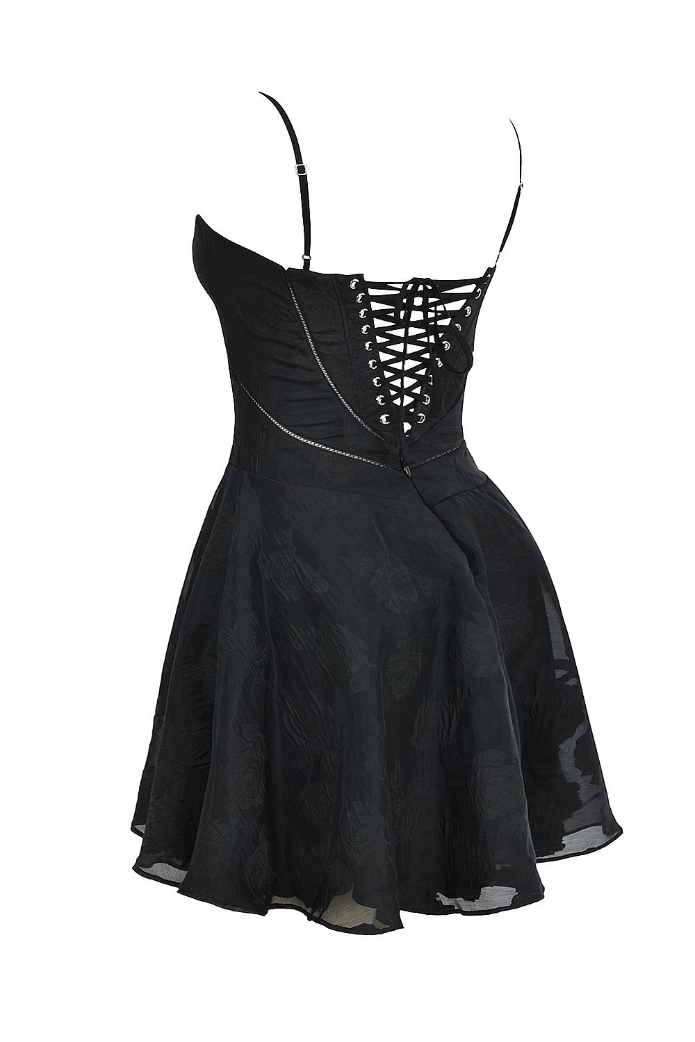 Vestido preto curto floral modelo Bella