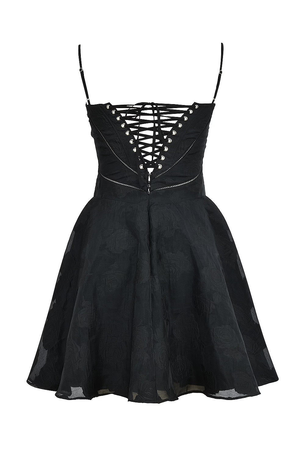 Vestido preto curto floral modelo Bella