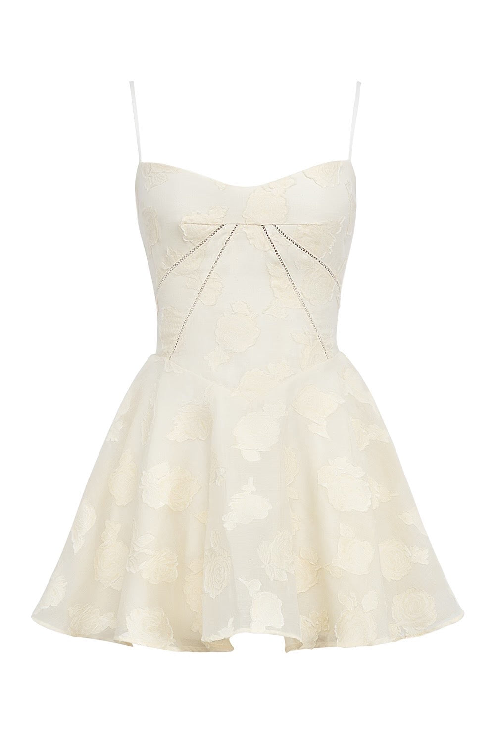 Vestido Creme curto floral modelo Bella