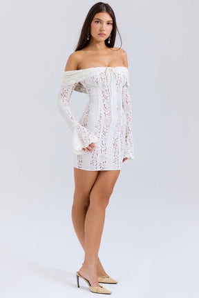 Vestido Curto de Renda Ombro a Ombro – Modelo Bianca