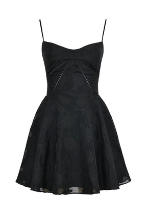 Vestido preto curto floral modelo Bella