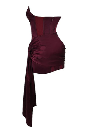 Vestido Curto Modelador Cetim Cereja Modelo Loubella