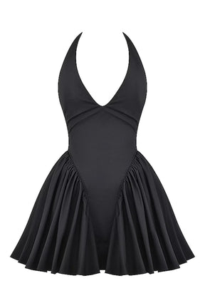 Vestido Curto Modelador Preto Com Alça Vintage Modelo Georginna