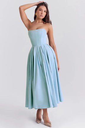 Vestido Feminino Midi Sem Alça Modelo Audrey