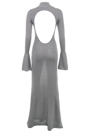 Vestido Longo Para Festas Cinza Cativante Modelo Sancha