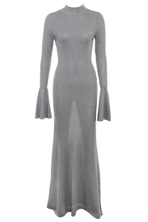 Vestido Longo Para Festas Cinza Cativante Modelo Sancha