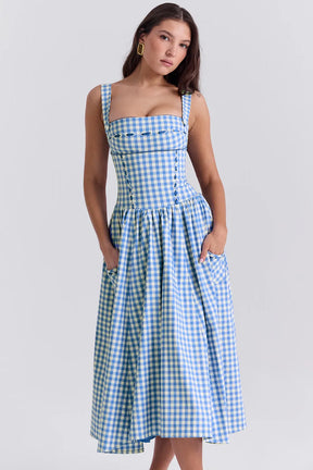 Vestido Midi Xadrez Modelador - Lauren