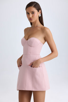 Vestido Mini Tulipa Sem Alças em Rosa Mauve