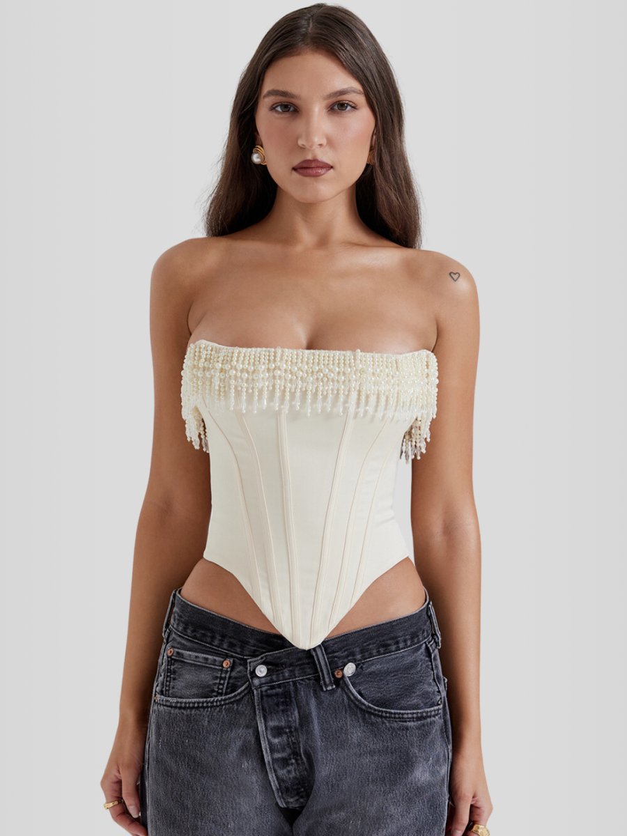 Corset Modelador Com Pérolas Bordadas