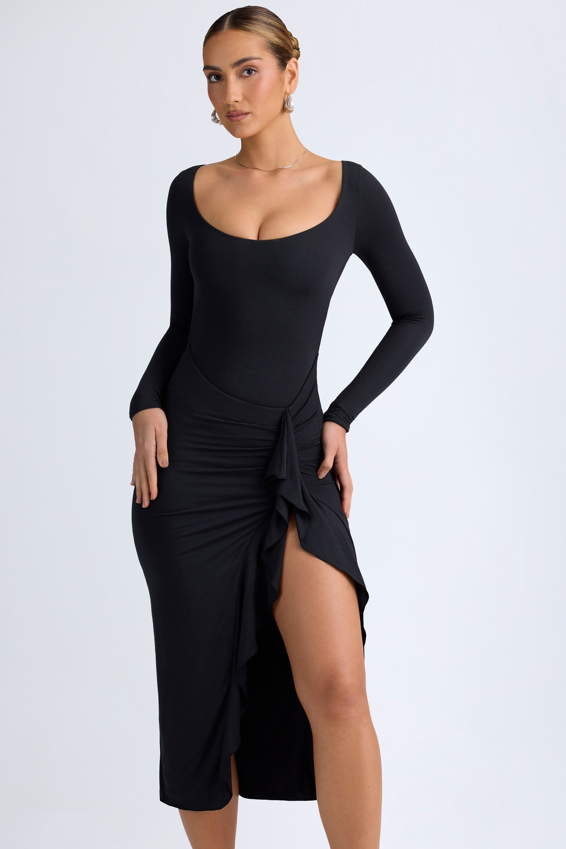 Vestido Midi Rendido em Preto