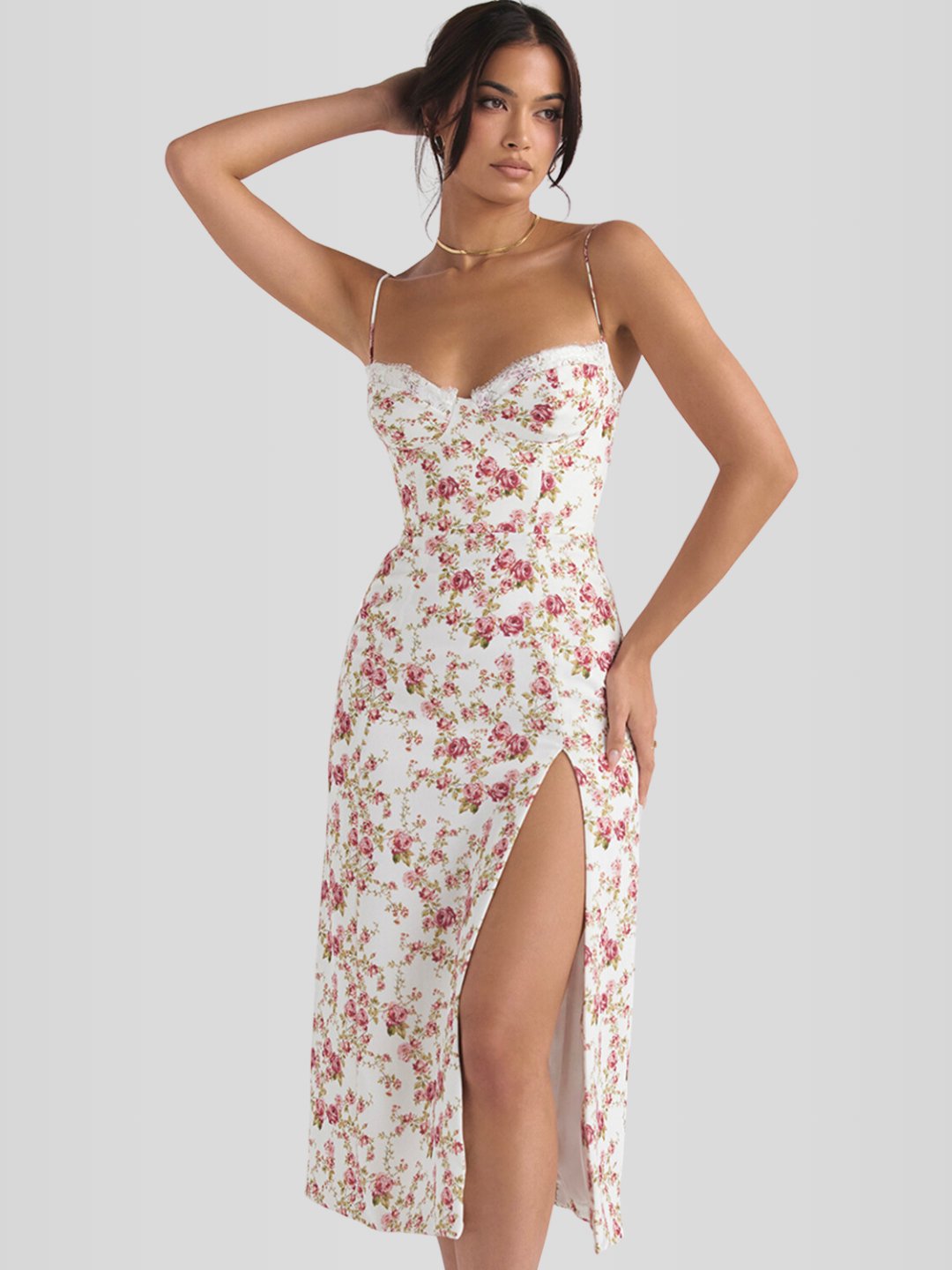 Vestido Midi Floral Modelo Jessica