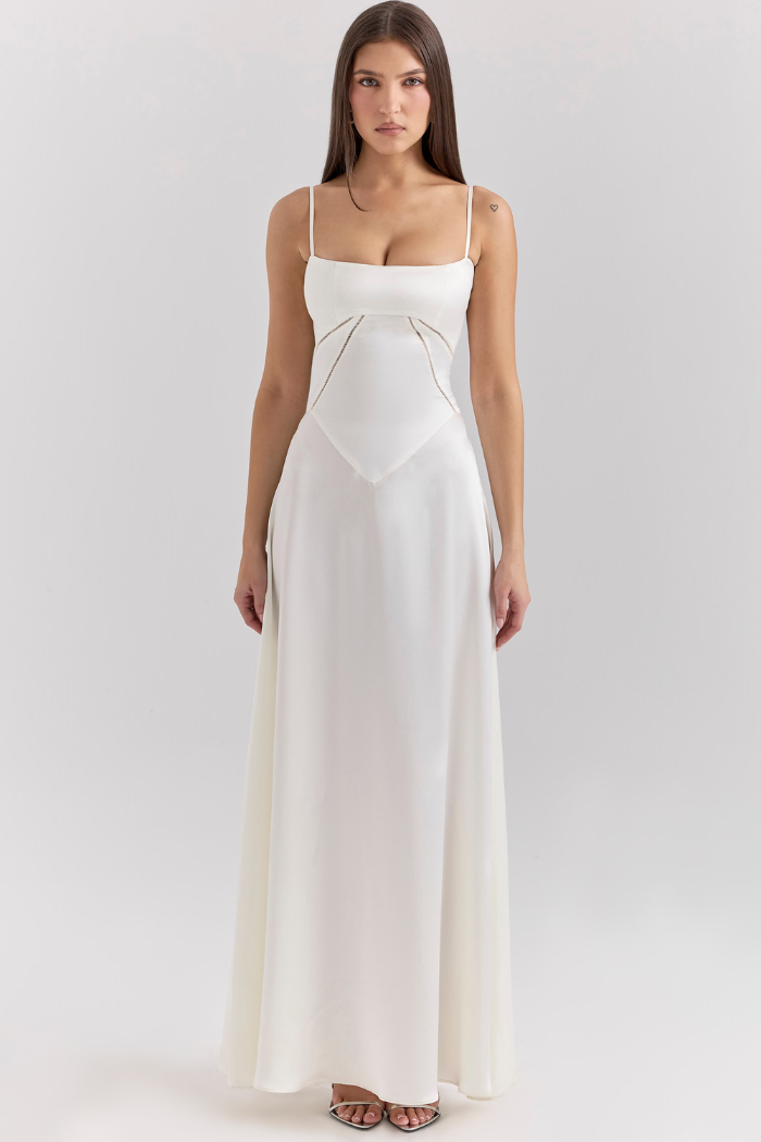 Vestido Longo Com Cetim Sedoso - Modelo Tyana